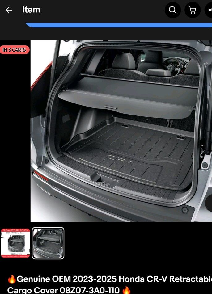 2023-2025 honda cr v hybrid sport oem Genuine cargo cover