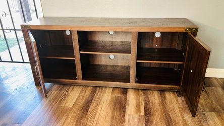 Wood TV Stand with Cabinet Storage