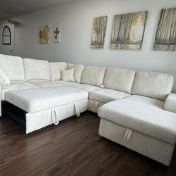 Beige Convertible Sectional Sofa 