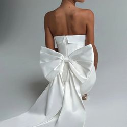 Barbara Babyboo Strapless White Dress With Bow 
