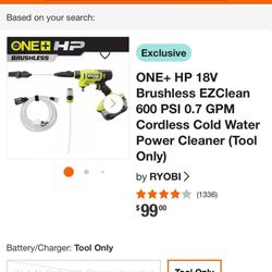 ONE+ HP 18V Brushless EZClean 600 PSI  Power Cleaner