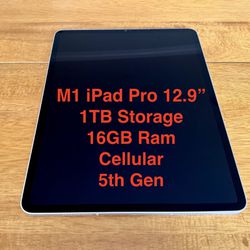1TB iPad Pro 12.9 M1 16GB Ram  Cellular