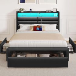 Twin Size Bed Frame with 3 Storage Drawers