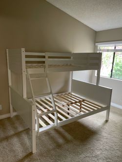Twin/full bunk bed. Available in espresso & white. Assembly required. Assembly not included. Tax included. Free local delivery. $350 bunk bed only. $5