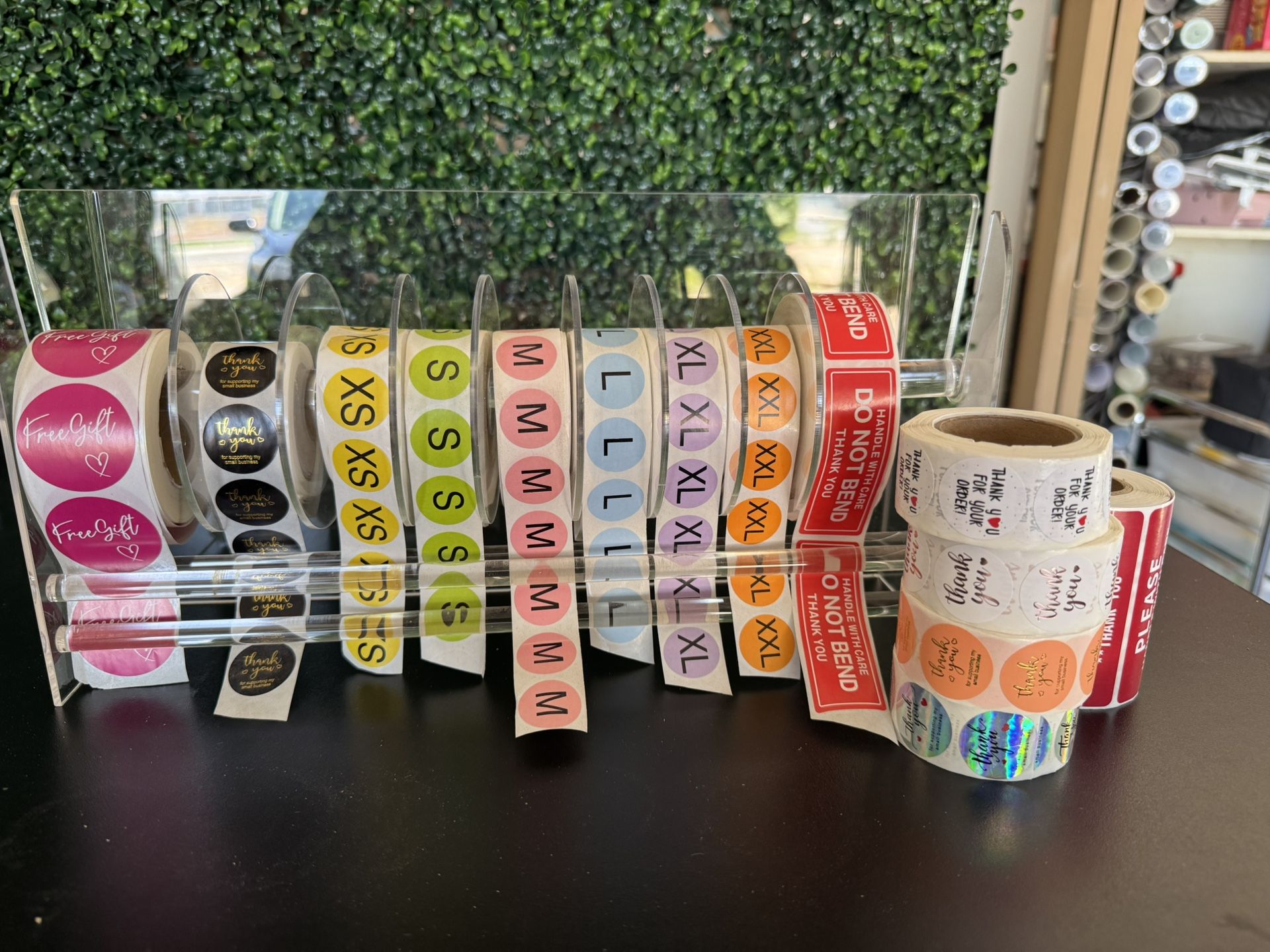 Used Clear Label Rack w/ Labels