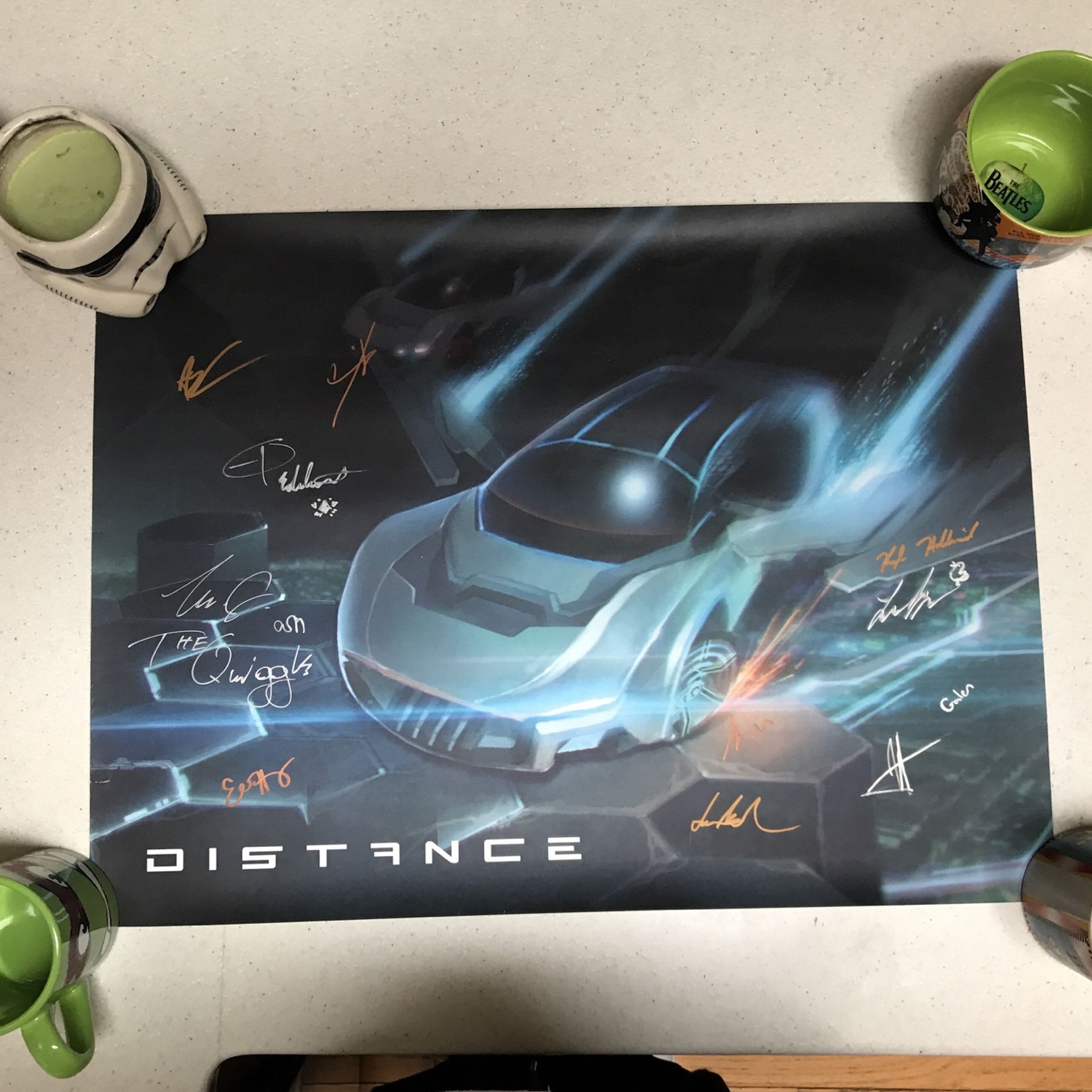 Distance Racing Game Poster Autographed 