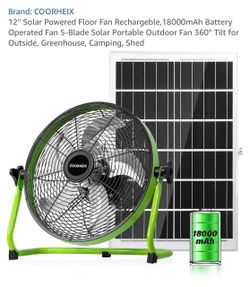12'' Solar Powered Floor Fan Rechargeble