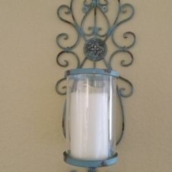 Teal Wall Candle Holder