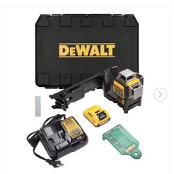DEWALT 12V MAX Lithium-Ion 100 ft. Green Self-Leveling 3-Beam 360 Degree Laser Level with 2.0Ah Battery, Charger and Case