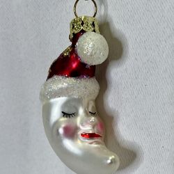 Vintage Santa Moon Ornament 