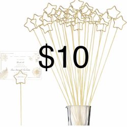 20Pcs Metal Floral Place Card Holder, Star Gift Card Bouquet Kit, Picture Holders for Centerpieces, Flower Pick Clips Table Number Holders for Flower 