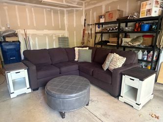 Small sectional sofa with chair & ottoman
