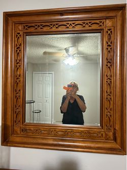 Decorative Wood Lattice Wall Mirror