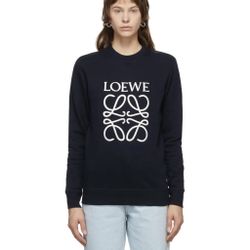 LOEWE EMBROIDERED ANAGRAM LOGO NAVY SWEATSHIRT SIZE S