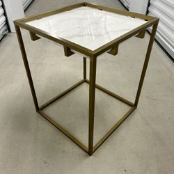 Gold/Solid Marble End Table