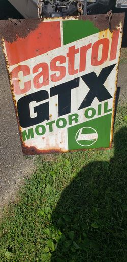 CASTROL GTX DOUBLE SIDED METAL SIGN
