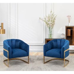 Navy  Barrel Chairs / Accent Chairs
