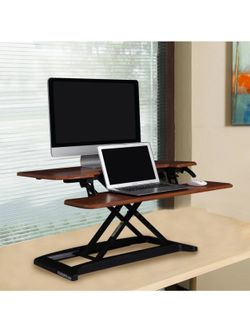 FLEXISPOT ALCOVERISER SIT-TO-STAND DESK CONVERTER, 35"W, MAHOGANy(contact info removed)