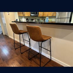 Brown Leather Bar Stools