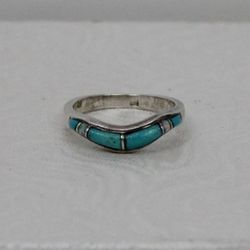 Navajo Turquoise and Opal Channel Set Ring 
