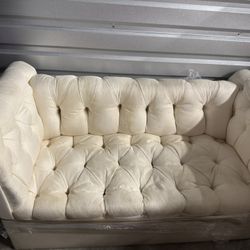 Beige Fabric Love Seat 