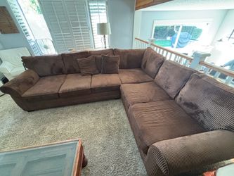 Large Brown L shaped couch