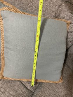 Light Blue Throw Pillow with Jute Trim