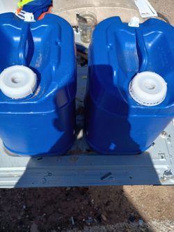 Blue water containers clean