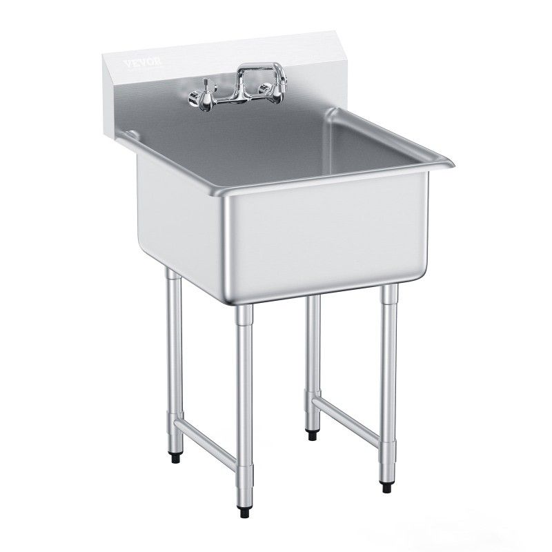 VEVOR Stainless Steel Commercial Utility Prep Sink Single Bowl 27"x41"