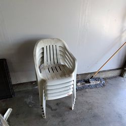 5 plastic chairs
