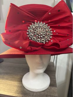 Xtra large red hat w/ large diamond embroidery