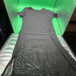 Black Mesh Sheer Solid Short Sleeve Pull Over 