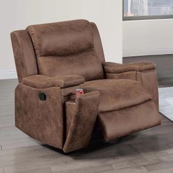 Brand New Walnut Or Light Brown Manual Recliner (37" x 37" x 40" H)