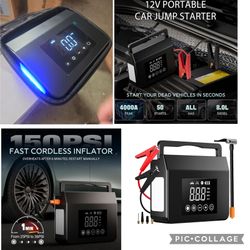 Jump Starter with Air Compressor, 4000A Portable Battery Booster