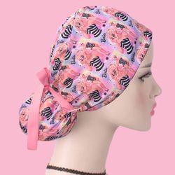 Satin Lined Ponytail Scrub Cap