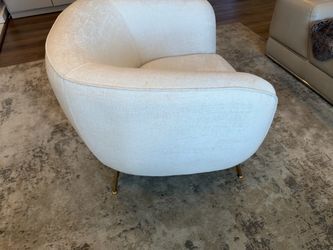Cream Textured Barrel Accent Chair with Gold Legs