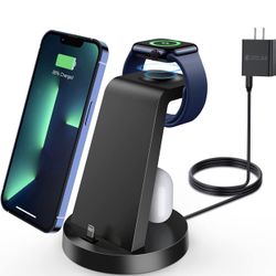 Charging Station,3 in 1 Fast Charger Dock for iPhone Series 14/14 Pro/14 Pro Max/13 Pro Max/13/12/11/11/X/8/7 Plus,Airpods,DUMTERR Wireless Charger fo
