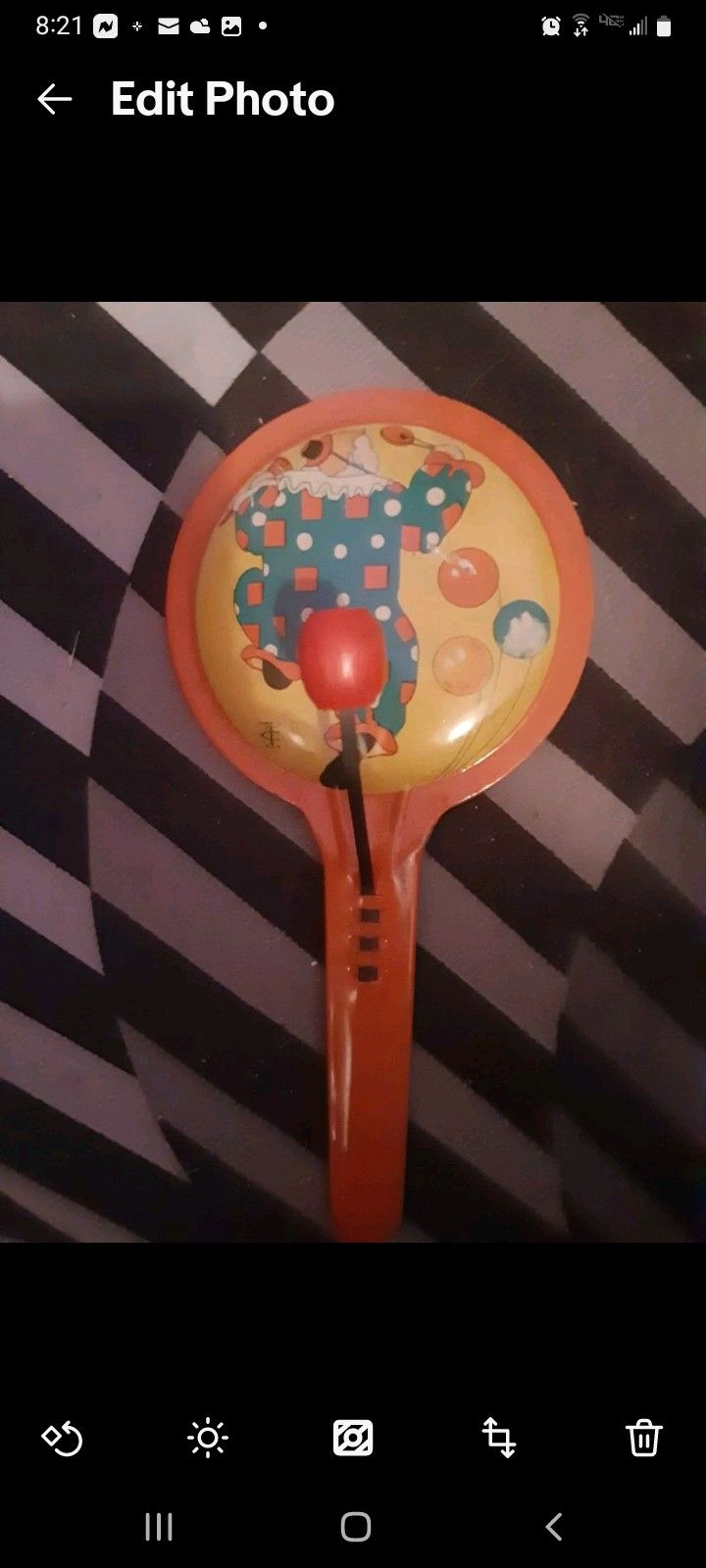 Vintage 1930's 8" Clown Tin Noise Maker Clapper TC Tobias Cohn