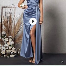 BRAND NEW Formal Light Blue Grey Dress 8/10 