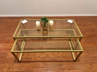 Gold & Glass Nested Coffee Table Set