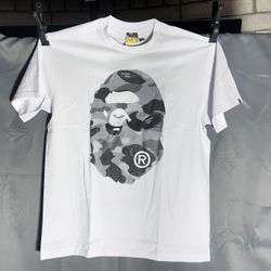 Bape Grey Honeycomb Big Ape Head Tee 