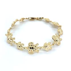14K Yellow Gold Large/Small Turtle Bracelet | 7 Inches, 11.3mm, 9.30 grams