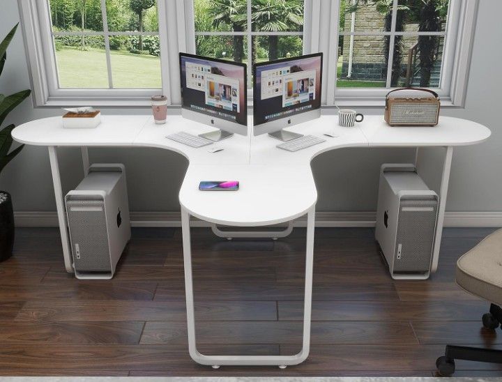 Double Computer Desk-Gaming Desk-Craft Table-Two Person Workstation ...