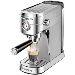 CASABREWS CM5418 Espresso Machine 20 Bar, Compact Espresso Maker with Steam Milk Frother, Stainless Steel Coffee Machine with 34oz Removable Water Tan