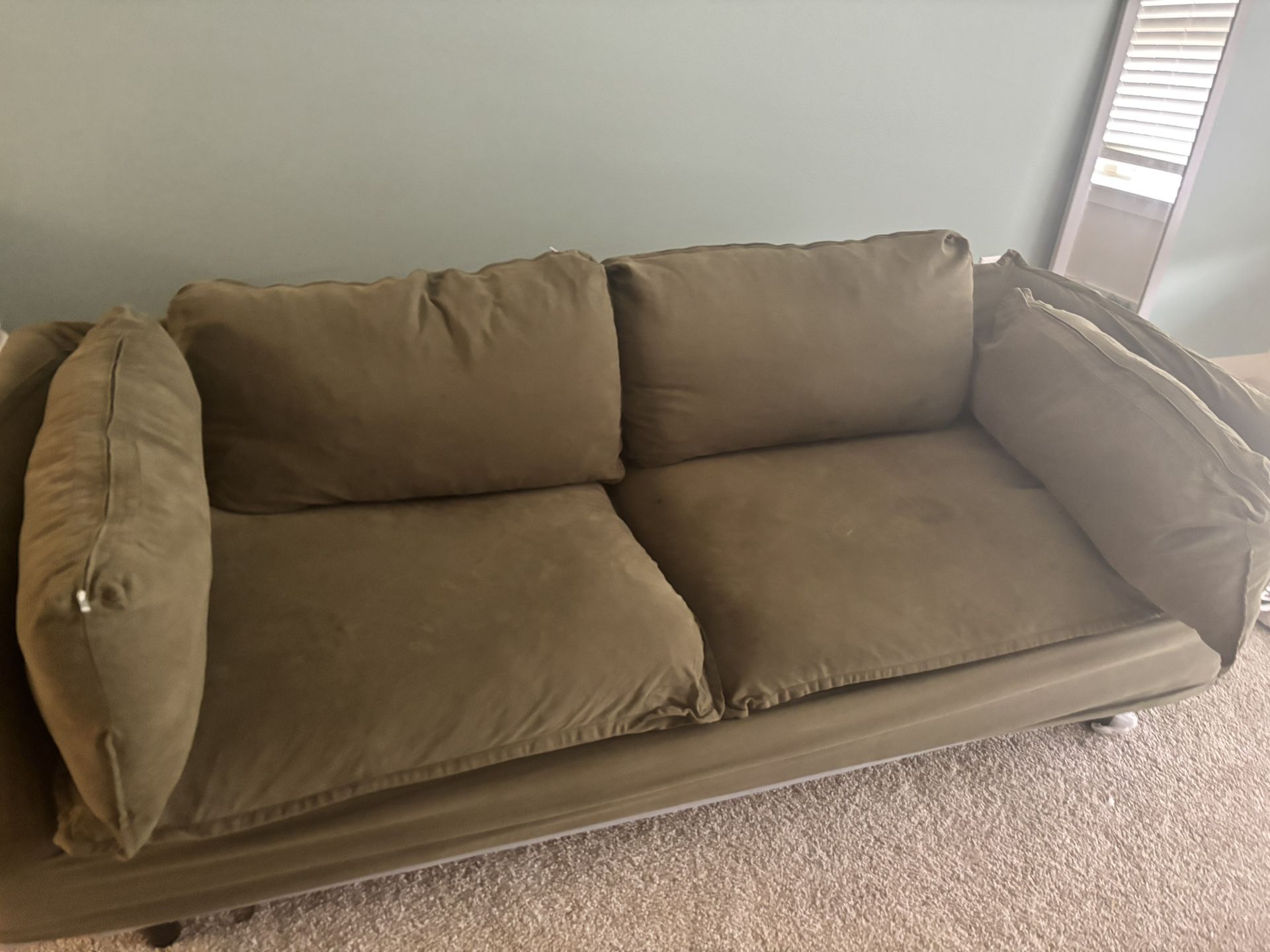 Olive Green Slip Cover Sofa