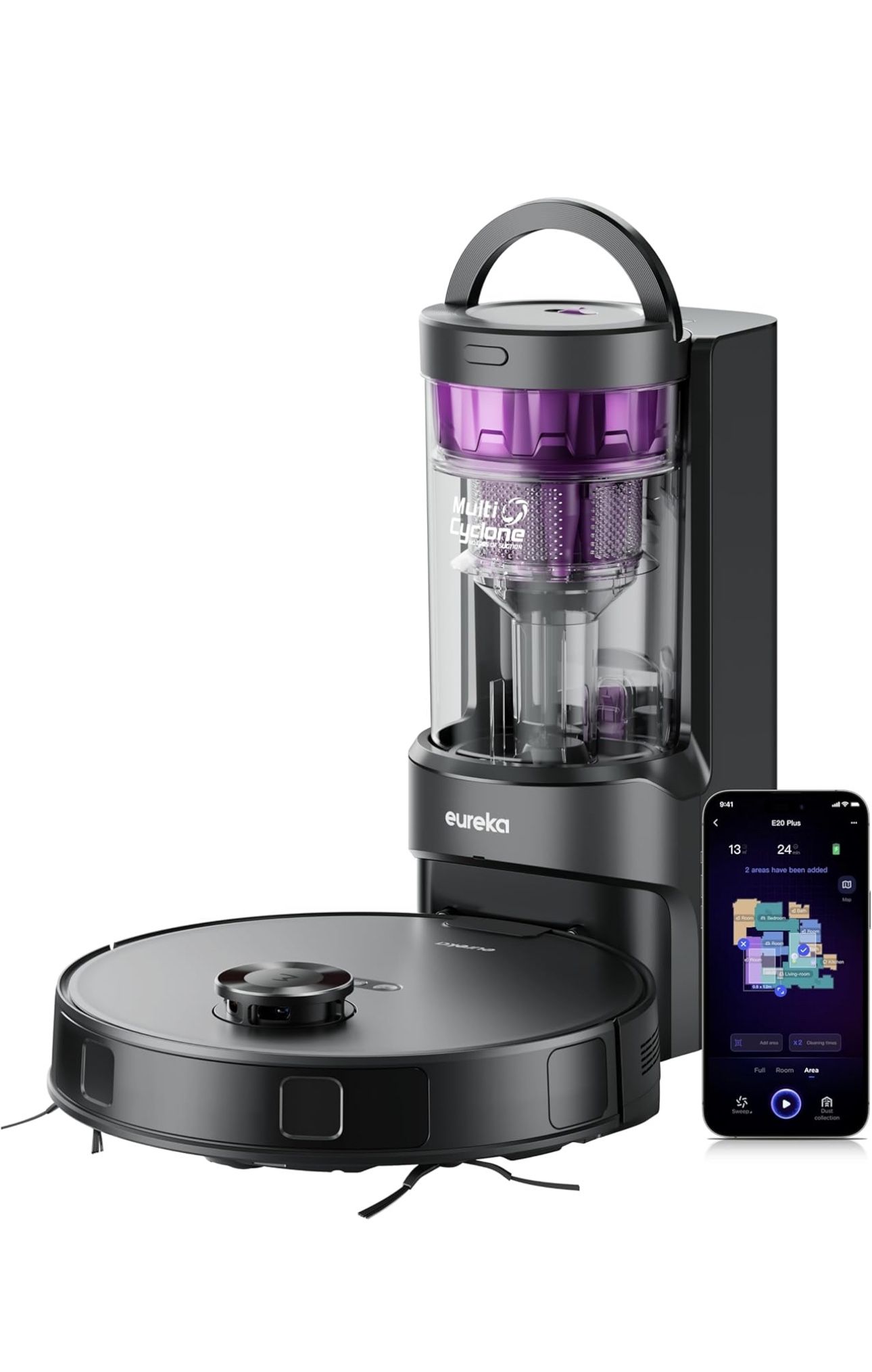 NEW Eureka E20 Plus Robot Vacuum with Bagless Self Emptying Station, Robotic Vacuum and Mop Combo