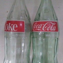 2 LARGE COCA-COLA BOTTLES ANTIQUE CLASSIC 