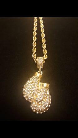 Boxing Gloves Designer rope chain with stones 20"