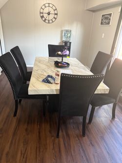 Marble Top Dining Table with 6 Chairs (PICK UP ONLY)