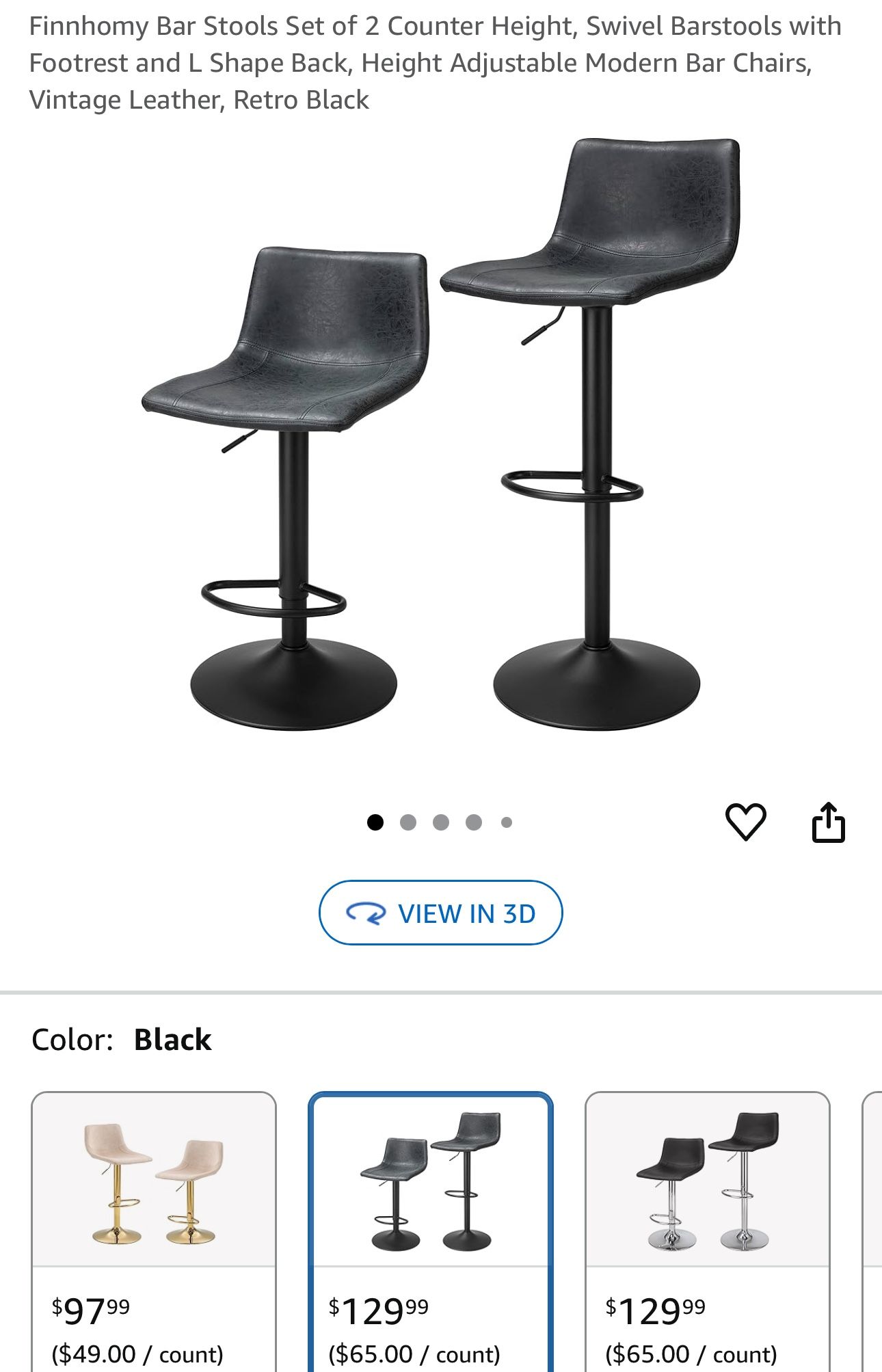 4 brand new, adjustable swivel bar stools in black